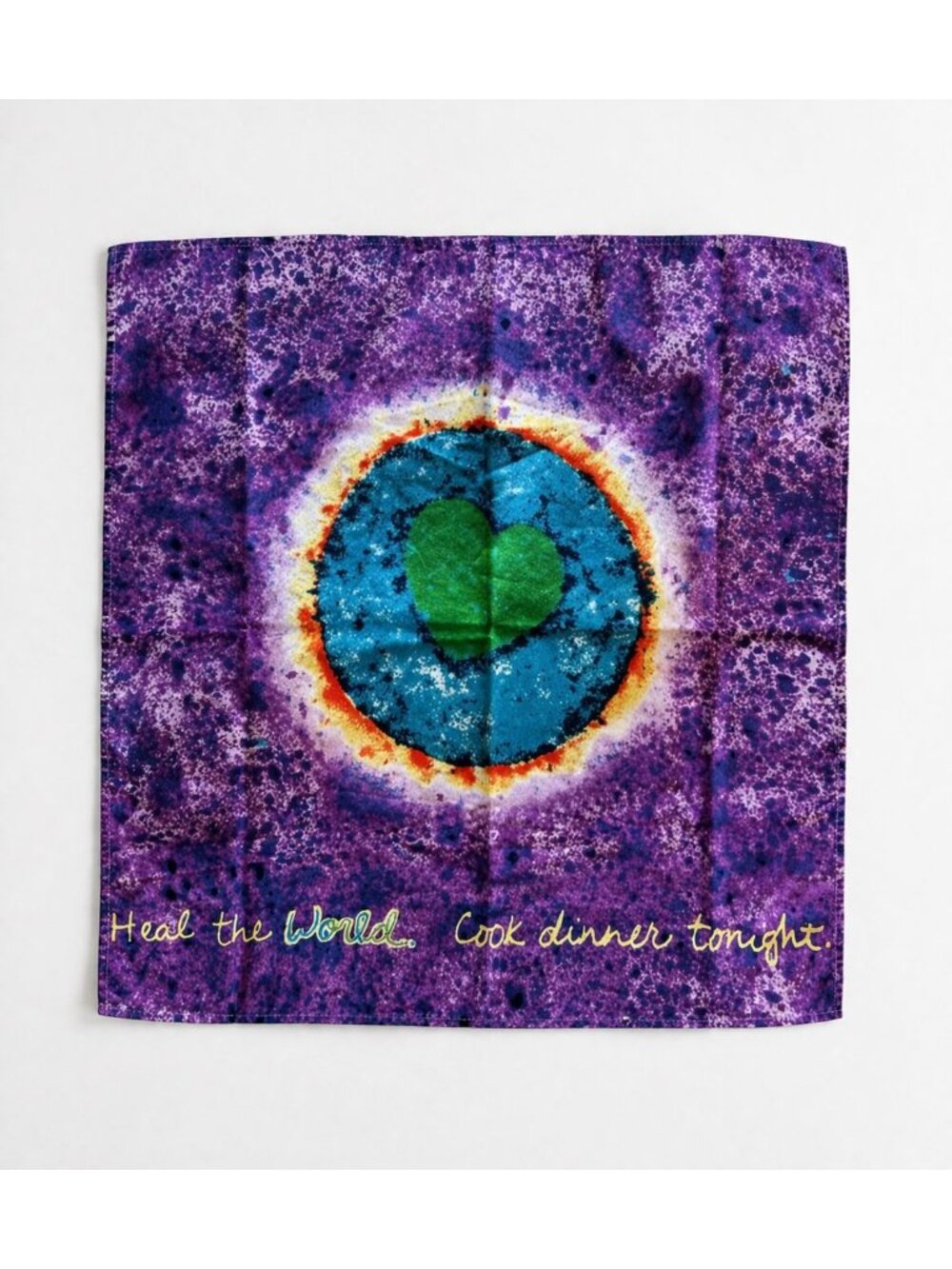 Penzeys Tie Dye Wall Hanging Heal the World Cotton Tapestry Art Hippie Boho